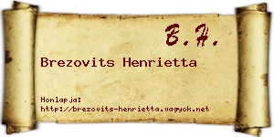 Brezovits Henrietta névjegykártya